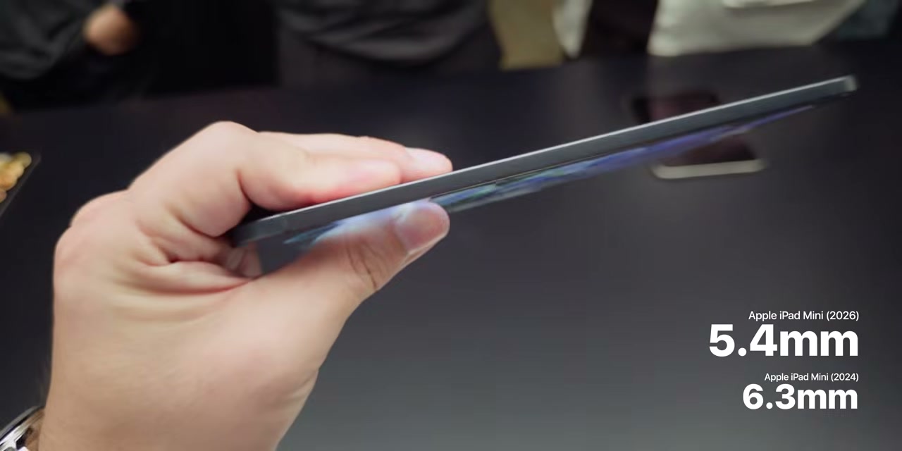 Perbandingan ketebalan iPad Mini (2026) dengan iPad Mini (2024)