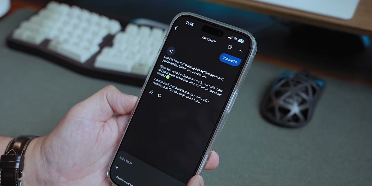 Aplikasi Google Health di iPhone menampilkan fitur Ask Coach