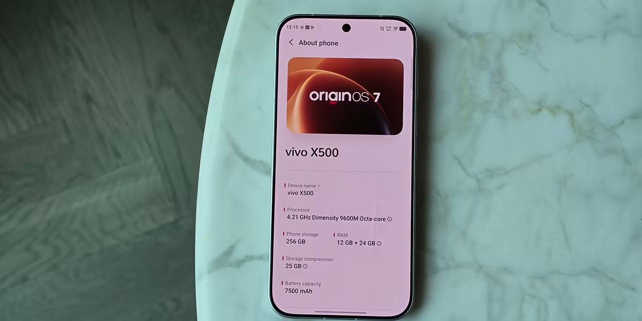 Informasi perangkat Vivo X500 dengan OriginOS 7 dan spesifikasi utama