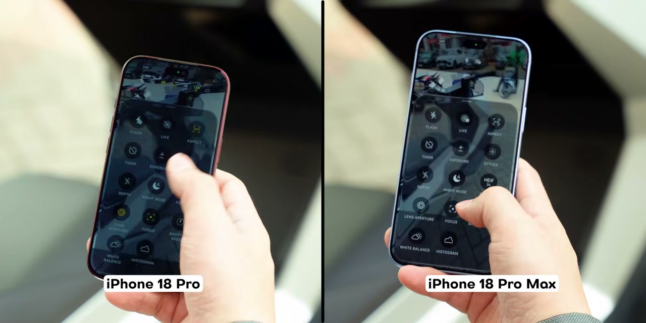 Perbandingan pengaturan kamera iPhone 18 Pro dengan iPhone 18 Pro Max