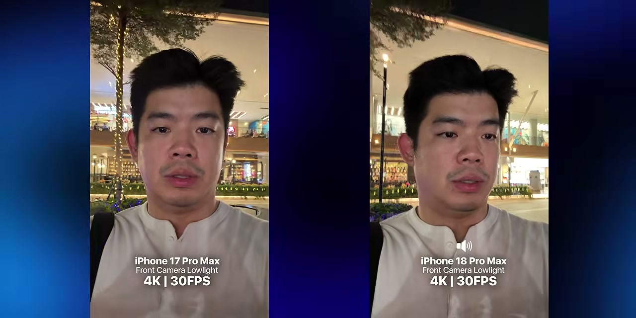 Perbandingan rekaman video kamera depan iPhone 17 Pro Max dengan iPhone 18 Pro Max