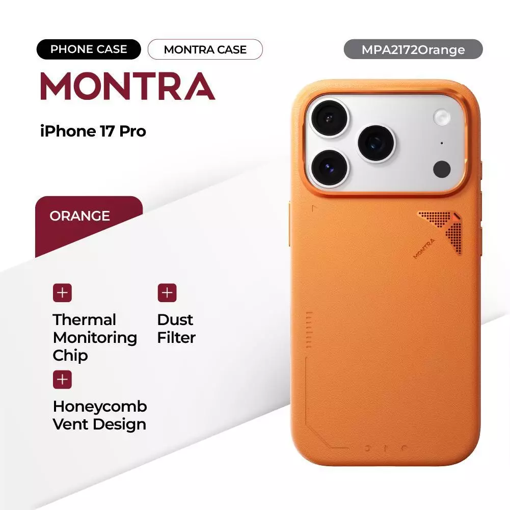 MONTRA Case — Leather Magsafe Case for iPhone 17 Series Build in Dust Filter with TMC Heat Sensor & Metal Camera Guard