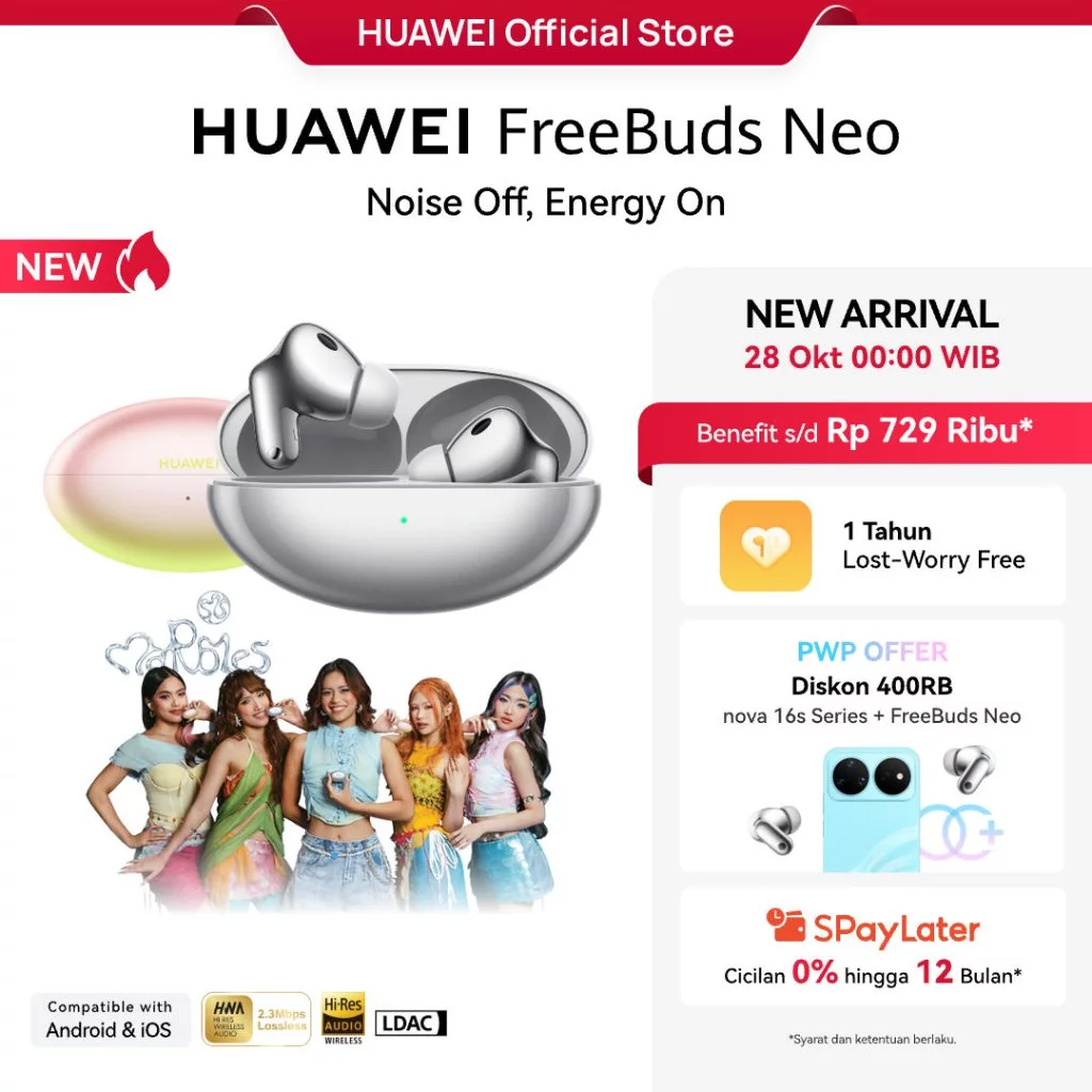 [SEGERA HADIR] HUAWEI FreeBuds Neo ANC TWS | 4,8g | Hingga 55dB | Hi-Res & HWA | Konektivitas Multi-Perangkat Antar OS