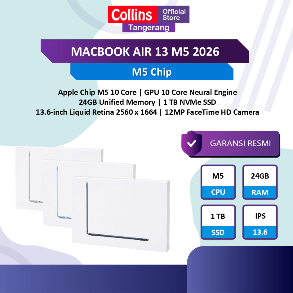 MacBook Air 13 M5 2026 16GB - 24GB 256GB - 512GB Garansi Resmi - MacBook Air M5 13 inch